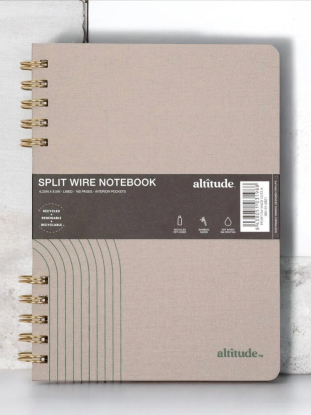 Altitude Gray Undated Split Wire Notebook